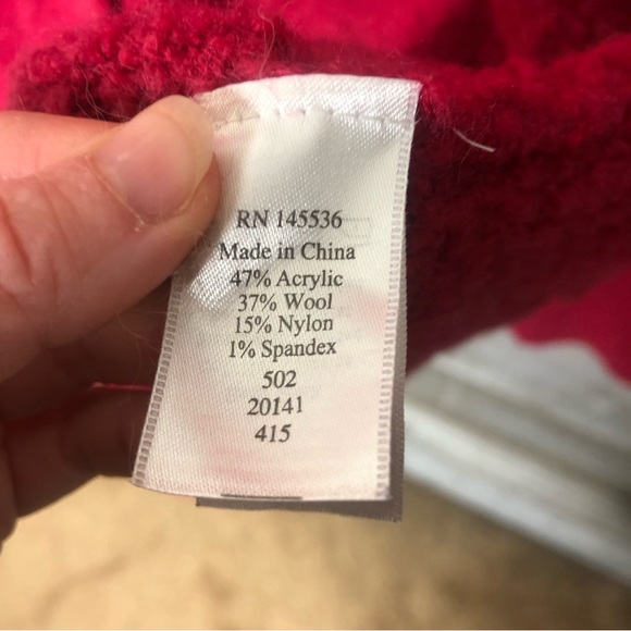 Coldwater Creek red petite large wool blend button down cardigan sweater - Picture 3 of 4